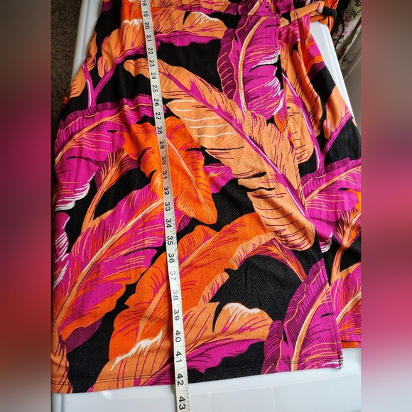 Old Navy Wrap Sundress Knee length Tropical Beach Orange Pink Vibrant sz L. - Picture 15 of 17